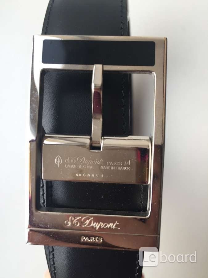 Ремень мужской dupont франция кожа черный кожаный металл под платину белое золото серебро покрытие л - фотография