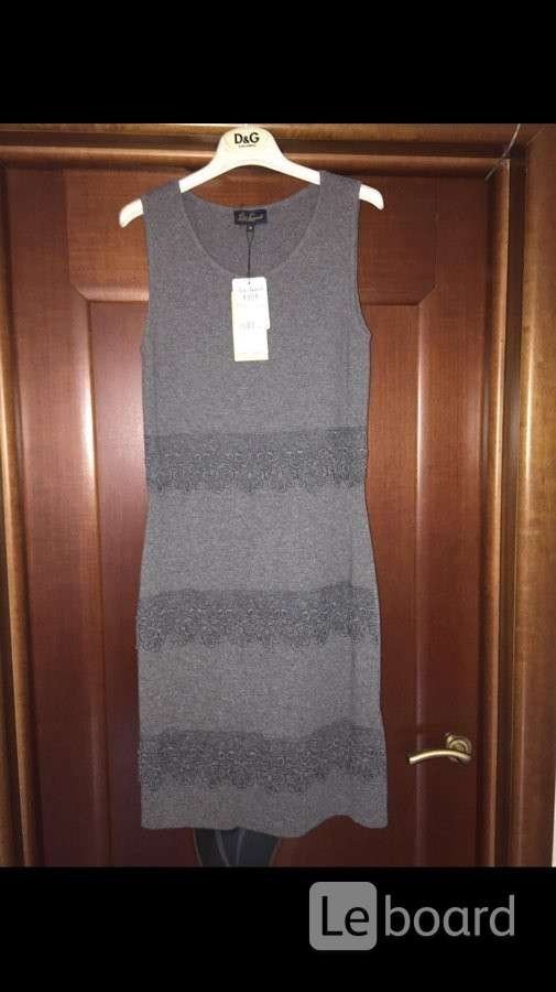 Платье новое luisa spagnolli италия м 46 серое шерсть ангора футляр вечернее нарядное коктельное сти - фотография