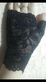 Перчатки митенки кружева чёрные стретч гипюр без пальцев женские аксессуары мода стиль размер 42 44 - Продажа объявление в Москве