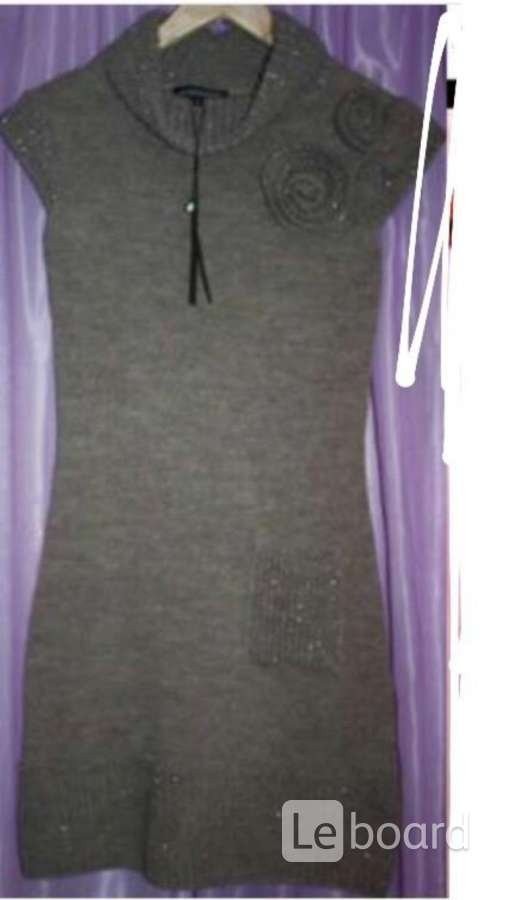 Платье новое sportstaff италия 44 46 м вязаное шерсть бежевое сарафан теплый мягкий женский шерстяно - фотография