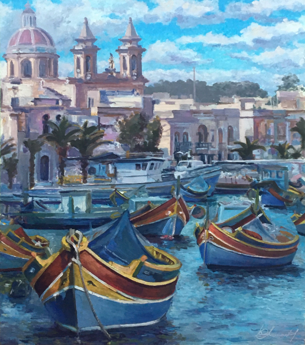 Продаю картину: автор Аксамитов Юрий, Malta, Marsaxlokk, страна цветных лодок - фотография
