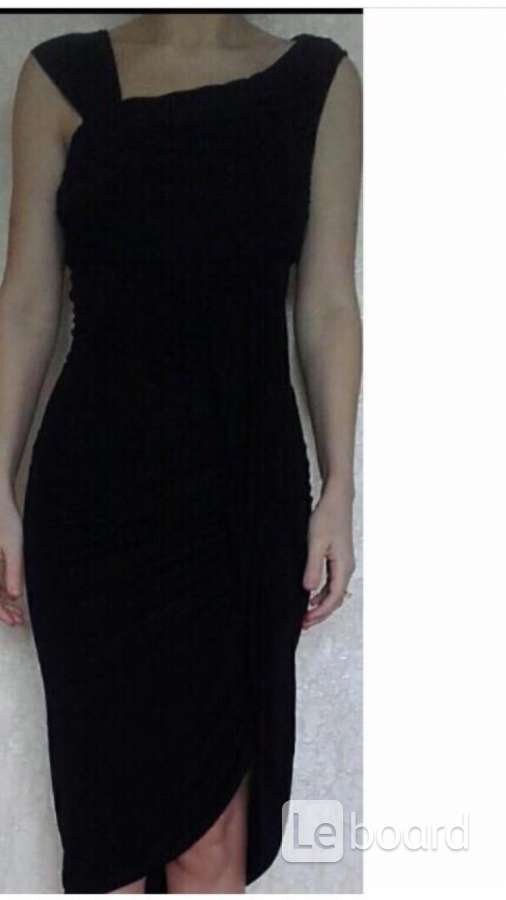 Платье футляр новое sisley 44 46 м черное сарафан вискоза миди длина по фигуре мягкое стретч вечерне - фотография