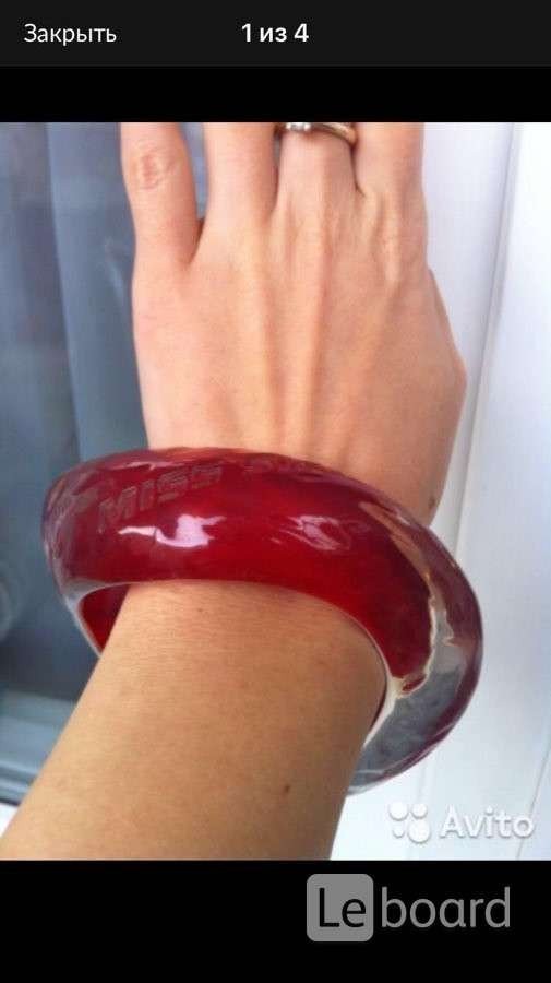 Браслет новый miss sixty красный прозрачный пластик широкий круглый бижутерия вишневый размер средни - фотография