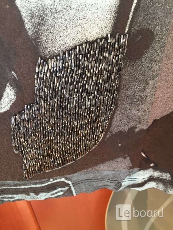 Платье туника gaudi м 46 s чёрная принт рисунок бисер нашит футболка сарафан топ одежда женская майк - фотография