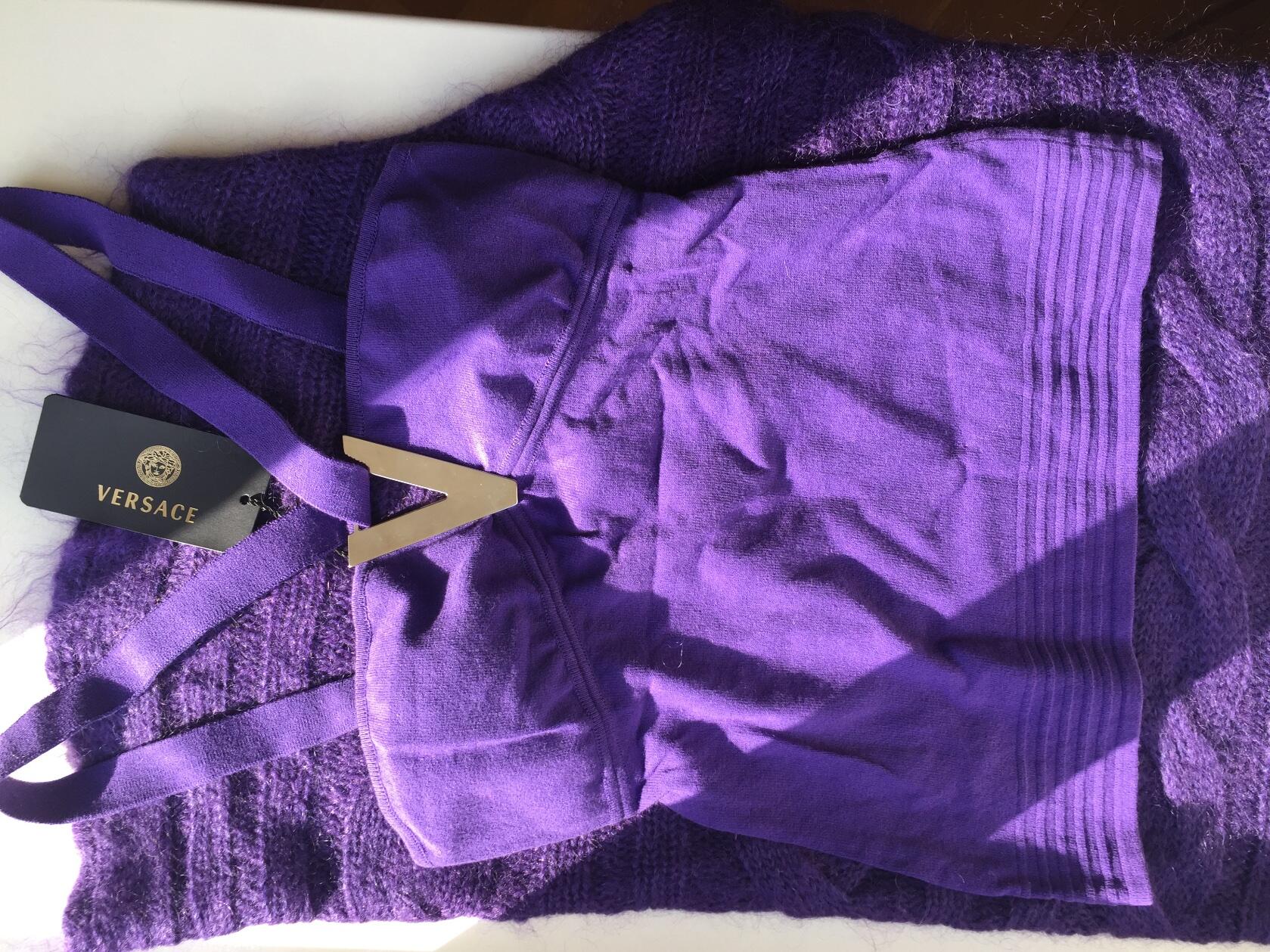Топ майка новый versace италия 42 44 46 s m размер фиолетовый сиреневый цвет ткань полиамид мягкая т - фотография