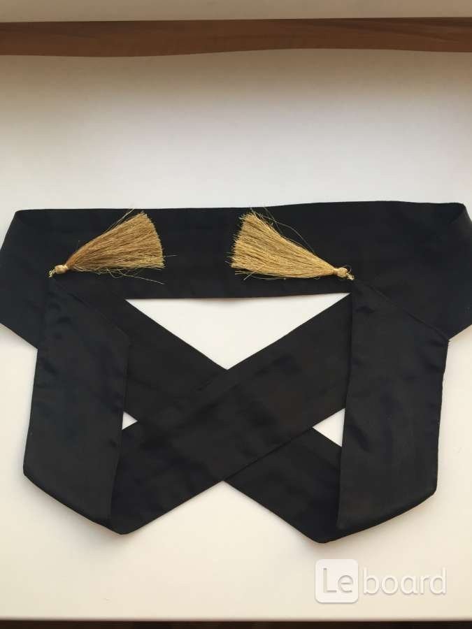 Пояс лента ткань черный кисти золото аксессуар ремень стиль мода бренд тред 44 46 48 42 женский - фотография
