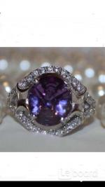 Кольцо новое серебро 19 размер камень аметист фиолетовый сиреневый камни сваровски swarovski кристал - Продажа объявление в Москве