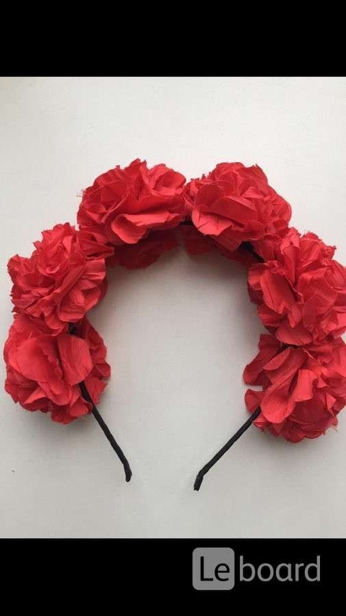 Ободок на волосы в стиле dolce&gabbana красный цветы розы украшение бижутерия аксессуары - фотография