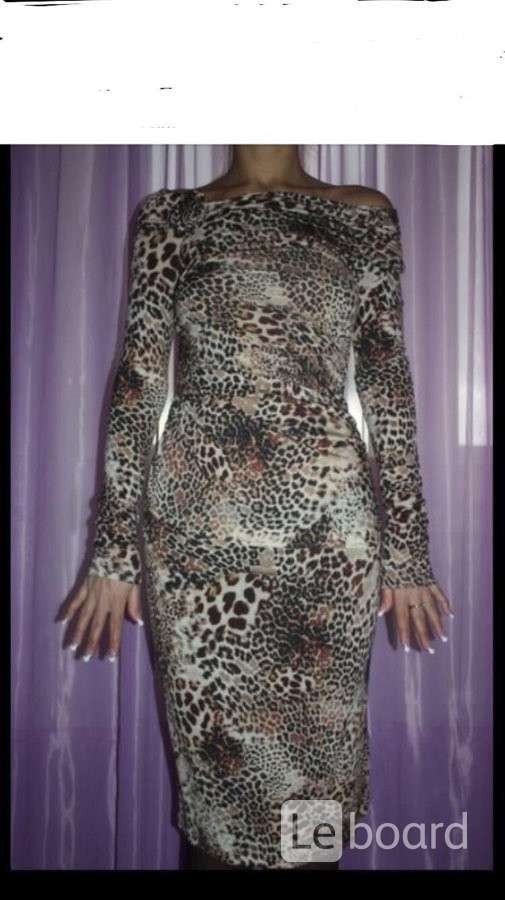 Платье новое blumarine италия м 46 леопард шерсть миди теплое бежевое коричневое кофейное - фотография