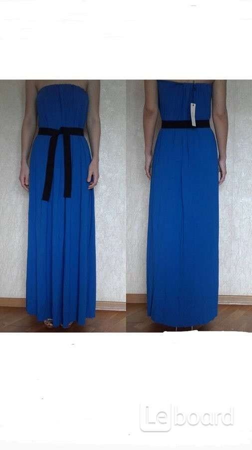 Платье сарафан длинное новое northland италия 46 48 m l размер синее ткань вискоза натуральная мягка - фотография