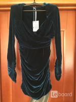 Платье новое велюр s 44 мини зеленое морская волна - Продажа объявление в Москве