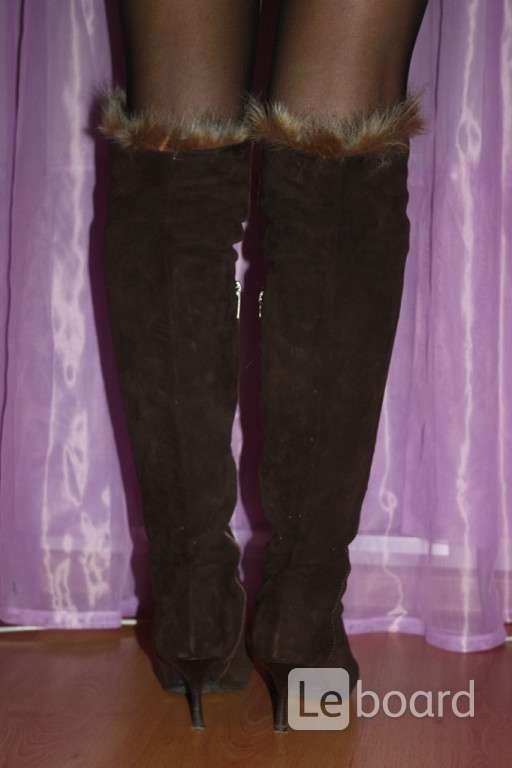 Ботфорты сапоги fabiani италия 39 38 размер коричневые замша зима мех таскана зимние женские сапожки - фотография
