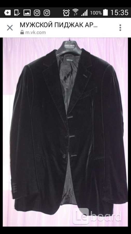 Пиджак мужской armani 48 l черный велюр бархат чехол классика костюм вечерний нарядный мягкий на вых - фотография