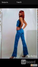 Костюм брючный испания 46 м голубой клеш стретч летний женский бирюзовый легкий модный нарядный стил - Продажа объявление в Москве
