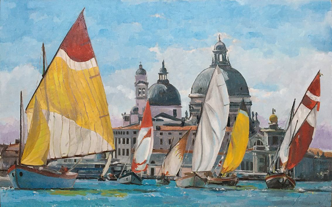 Продаю картину: автор Аксамитов Юрий, La mia Venezia, Santa Maria de la Salute, паруса - фотография