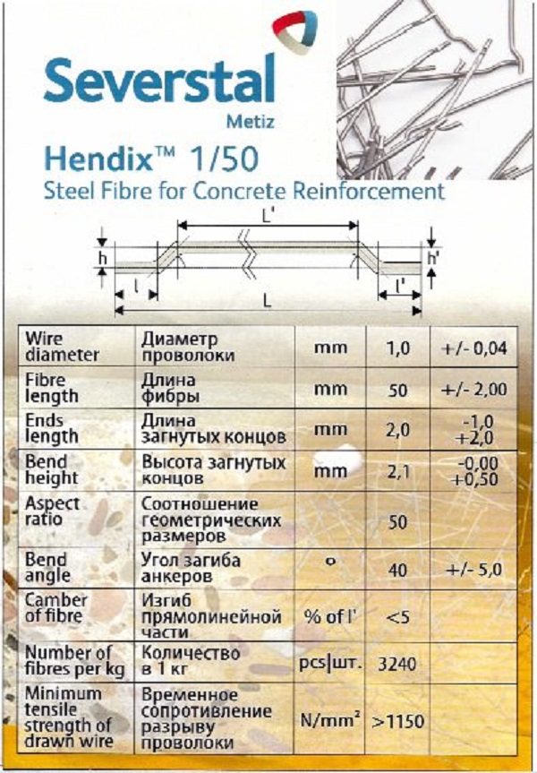 Hendix 1/50, Hendix Prime. Фибра стальная анкерная, проволочная - фотография