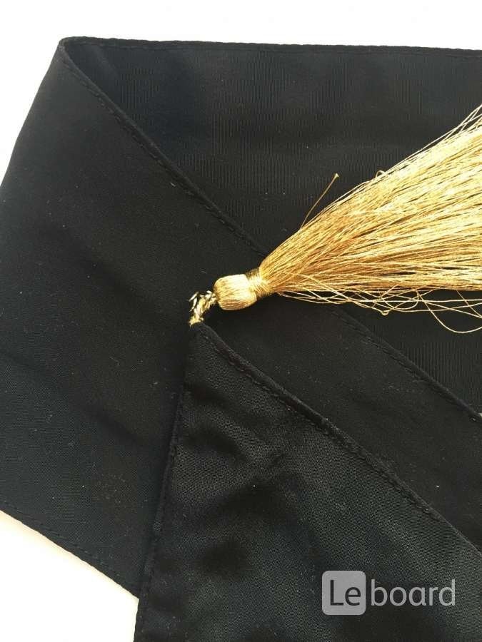 Пояс лента ткань черный кисти золото аксессуар ремень стиль мода бренд тред 44 46 48 42 женский - фотография
